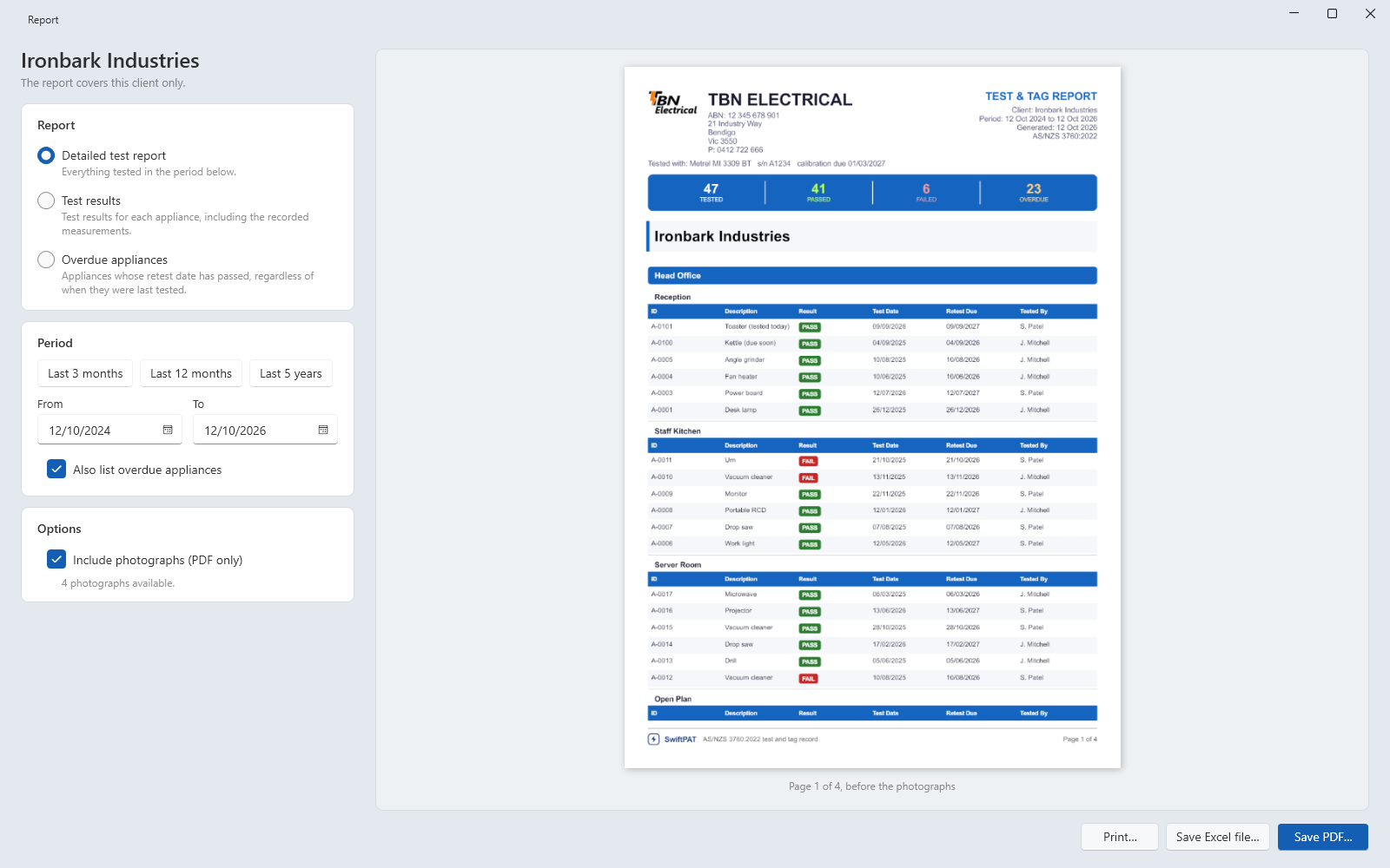 SwiftPAT Desktop's report window, or a report it has produced.